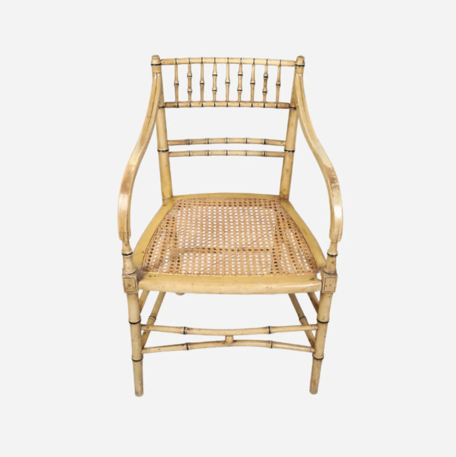 a_pair_of_cream_painted_s_2.webp A Pair of Cream Painted Simulated Bamboo Elbow Chairs