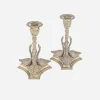 A Pair of Early Victorian Silvered Bronze Swan Candlesticks