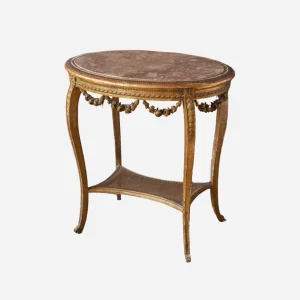 A Serpentine Giltwood & Pink Marble Table