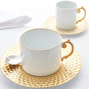 Aegean Gold Set of 2 Tea Cups & Saucers