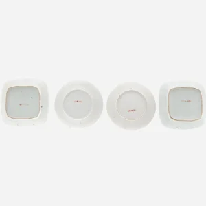 Antique Cabbage & Butterfly Square Plates - Set of 5