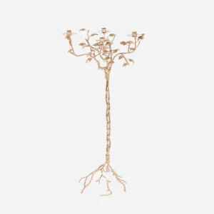Antique Gold-Lacquered Metal Tree Candelabra