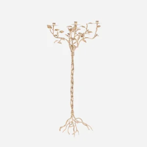 Antique Gold-Lacquered Metal Tree Candelabra