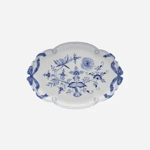 Antique Meissen Blue Onion Platter with Bows