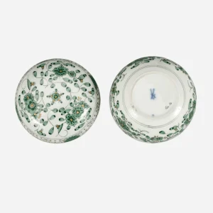 Antique Meissen Green Indian Flower Trinket Box
