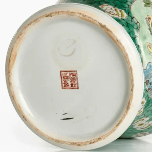 Antique Polychrome Ginger Jar with Birds and Peonies