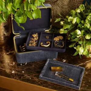 Beauvais Velvet Jewellery Box Dusk Blue