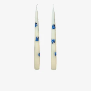 Blue Bird Hand-Painted Candle - Set of 2
