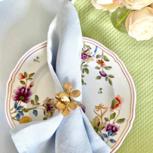 Blue Linen Sateen Napkins - Set of 4