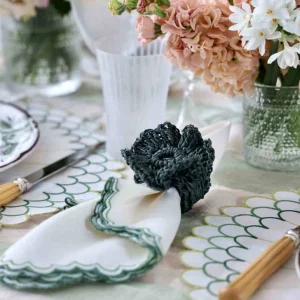 Californian Poppy Napkin Ring- Set of Four - Teal