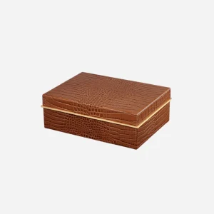 Classic Croc Leather Box Small - Chestnut