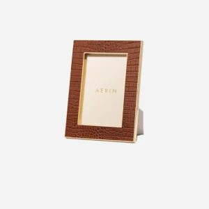 Classic Croc Leather Frame 4x6 - Chestnut