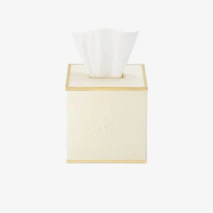 Classic Shagreen Tissue Box Cover - Cream