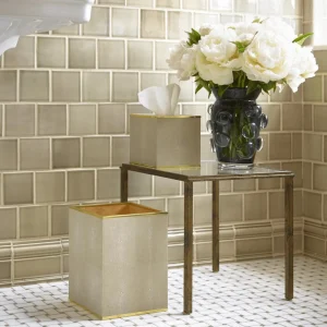 Classic Shagreen Waste Basket - Dove