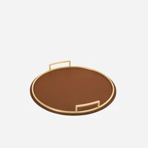 Defile Large Round Leather Tray Bronze