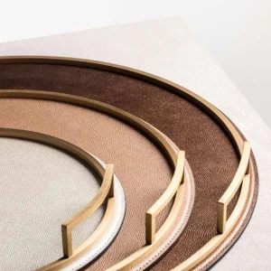 Defile Large Round Leather Tray Dove