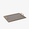 Defile Medium Rectangular Leather Tray Mud & Brass