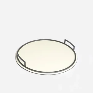 Defile Medium Round Leather Tray Ivory