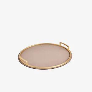 Defile Medium Round Leather Tray Dove