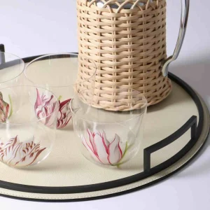 Defile Medium Round Leather Tray Ivory