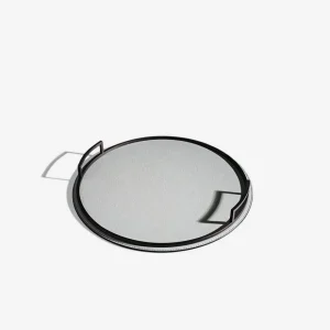 Defile Small Round Leather Tray Grey