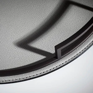 Defile Small Round Leather Tray Grey