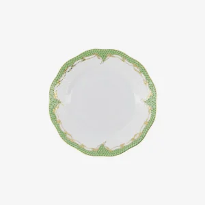 Fish Scale Green & Gold Dessert Plate
