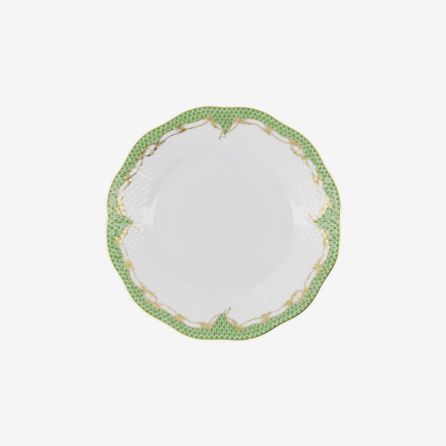 fish_scale_green__gold_de_0.webp Fish Scale Green & Gold Dessert Plate