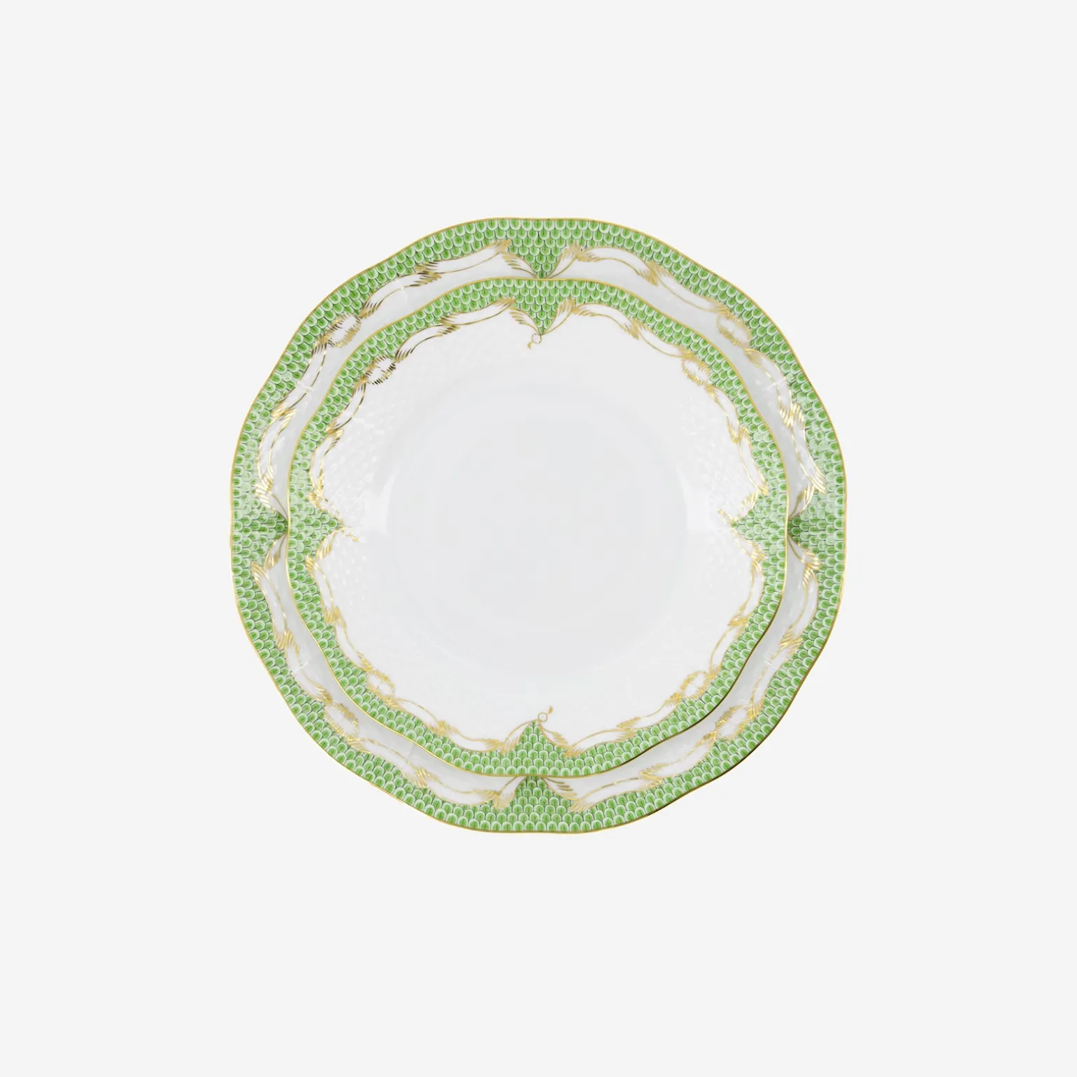 fish_scale_green__gold_de_2.webp Fish Scale Green & Gold Dessert Plate