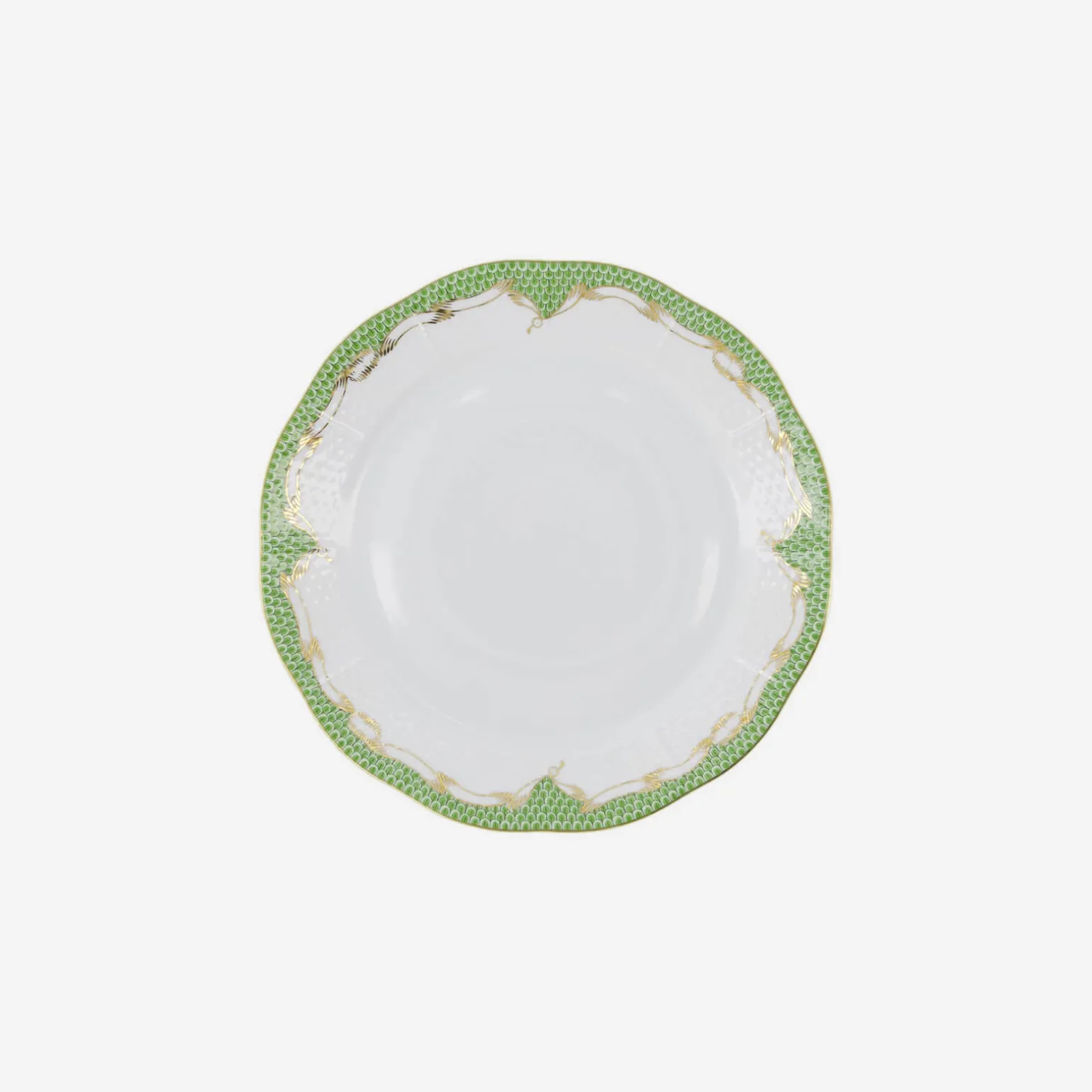 fish_scale_green__gold_di_0.webp Fish Scale Green & Gold Dinner Plate