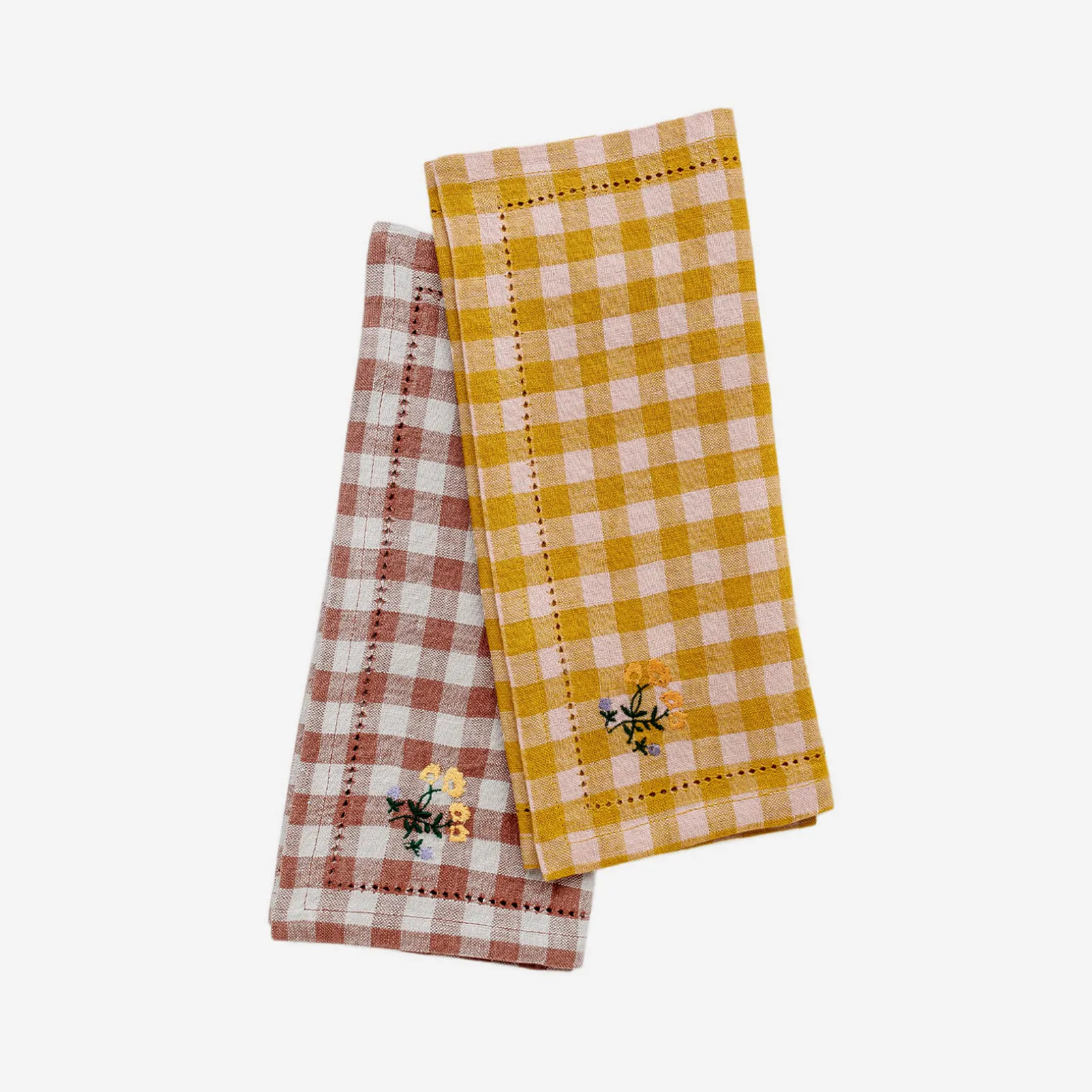 gingham_embroidered_napki_1.webp Gingham Embroidered Napkin Mustard