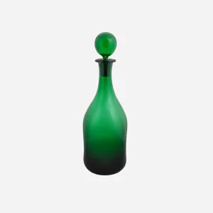 Hand-Blown Green Glass Bottle