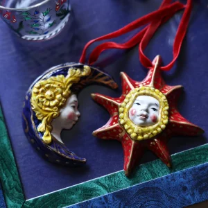 Hand-Painted Ceramic Moon Ornament