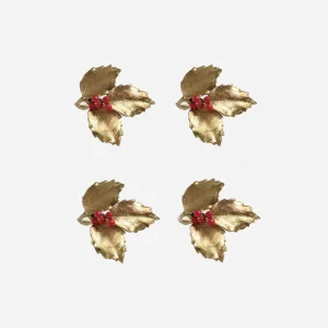 Holly Napkin Ring - Set of 4