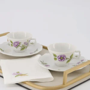 Lilac Flower & Butterfly Tea Napkin - Set of 2