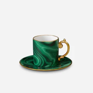 Malachite Espresso Cups and Saucers - Set of 6