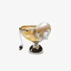 Mother of Pearl & Silver Shell Salt Cellar with Spoon