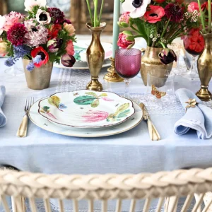 Mozzano Tablecloth with 12 Napkins Blue