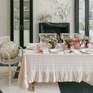 Multi Stripe Frill Tablecloth