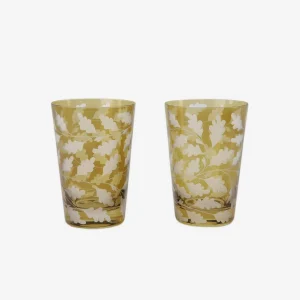 Oak Leaves Large Tumbler Taupe - Set of 2