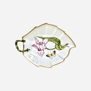 Old Master Magenta Tulips Leaf Dish