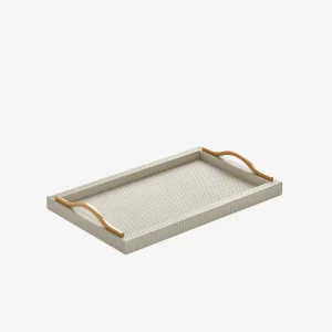 Onda Rectangular Leather Tray Ivory