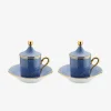 Oriente Italiano Espresso Cup with Lid & Saucer Pervinca - Set of 2
