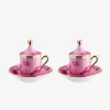Oriente Italiano Espresso Cup with Lid & Saucer Porpora - Set of 2