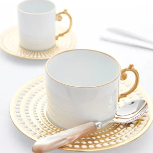 Perlée Gold Tea Cup & Saucer - Set of 2