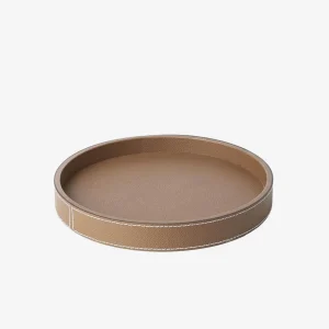 Polo Round Leather Tray Tobacco