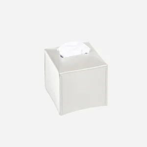 Ready Leather Tissue Holder Off White