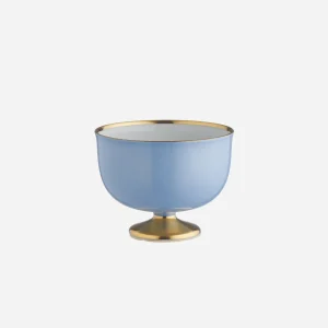 Schubert Gold Footed Dessert Bowl Light Blue