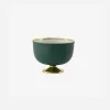 Schubert Gold Footed Forest Green Dessert Bowl