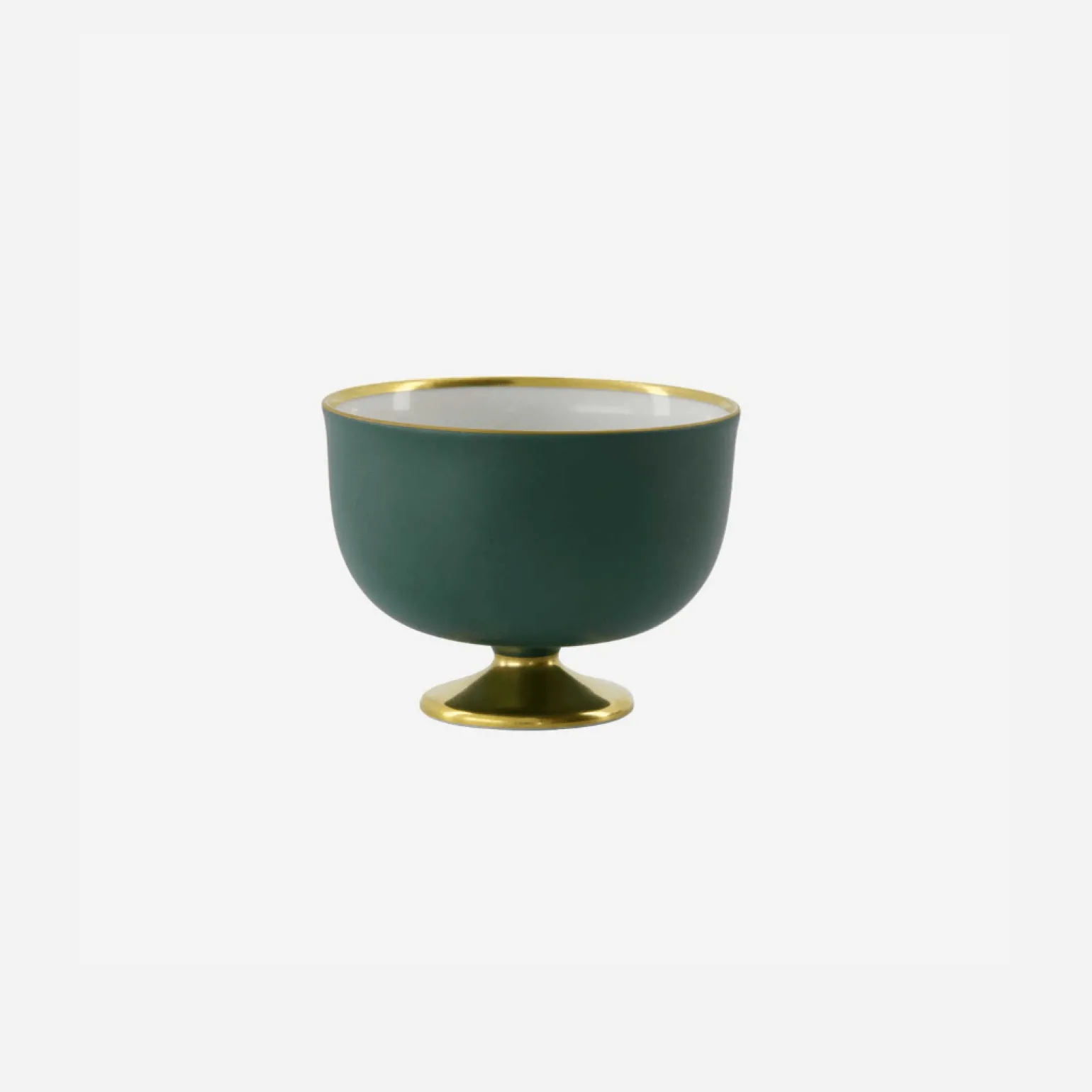 schubert_gold_footed_fore_0.webp Schubert Gold Footed Forest Green Dessert Bowl